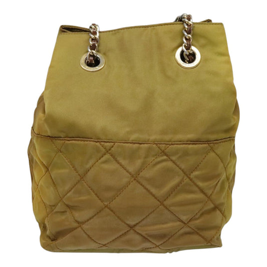 Luxury Prada Chain Shoulder Bag Nylon Khaki Gold  bs18601