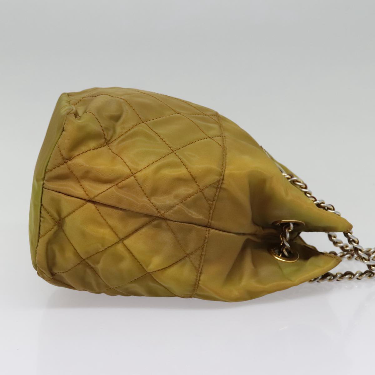 Luxury Prada Chain Shoulder Bag Nylon Khaki Gold  bs18601