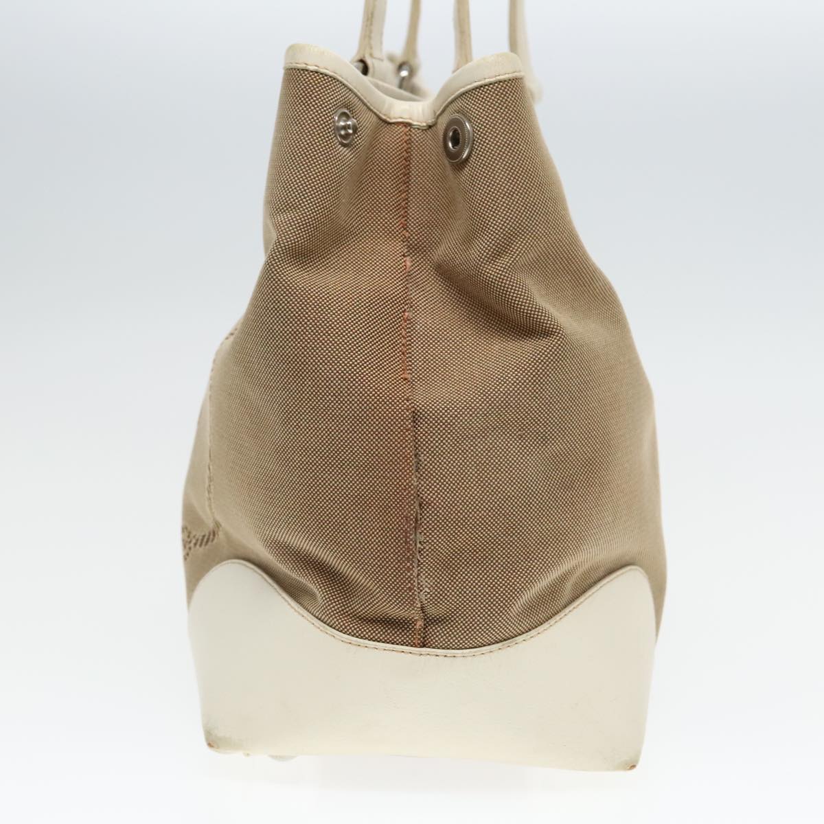Luxury Prada Tote Bag Canvas Leather Beige White  bs18796