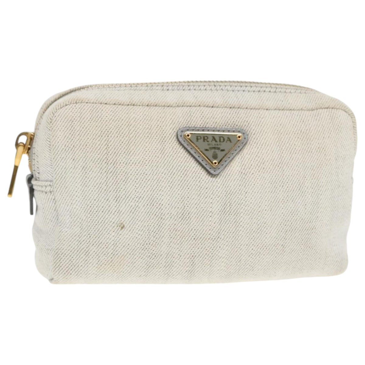 Luxury Prada Pouch Canvas Gray Gold  bs18846
