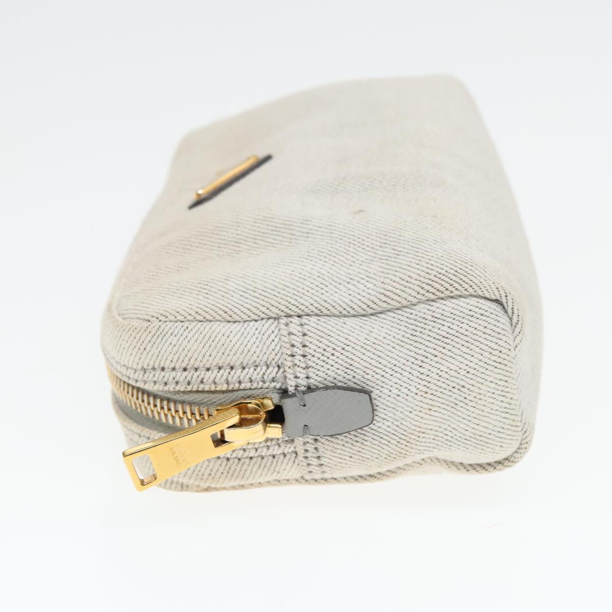 Luxury Prada Pouch Canvas Gray Gold  bs18846