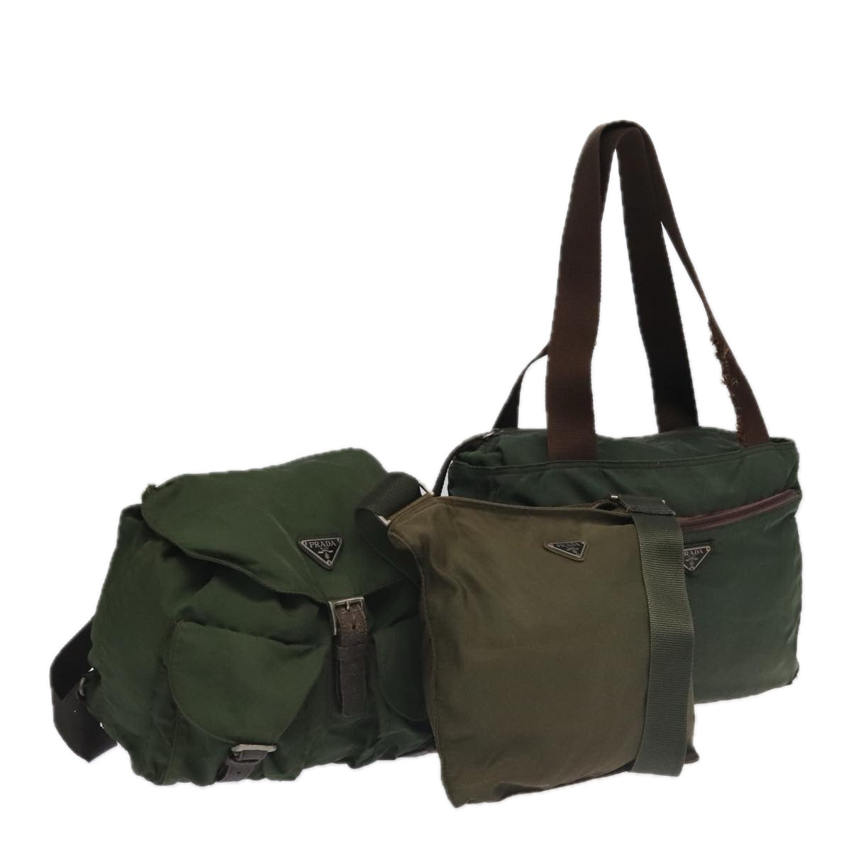 Luxury Prada Shoulder Bag Nylon 3Set Khaki  bs18934