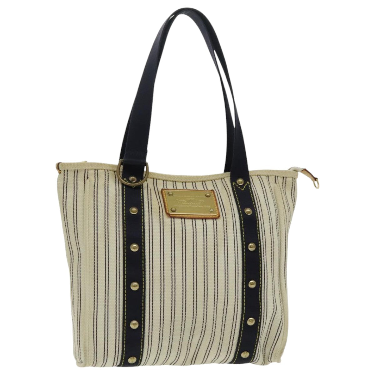 LOUIS VUITTON Antigua Cabas MM Tote Bag White Navy M40132 LV bs18999