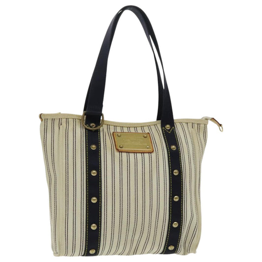 LOUIS VUITTON Antigua Cabas MM Tote Bag White Navy M40132 LV bs18999