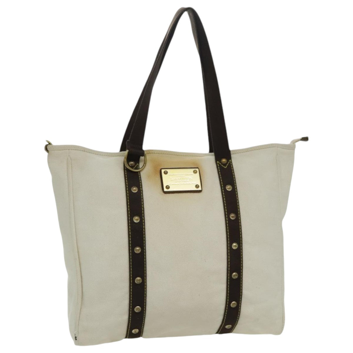 LOUIS VUITTON Antigua Cabas GM Tote Bag White Dark Brown M40033 LV bs19171