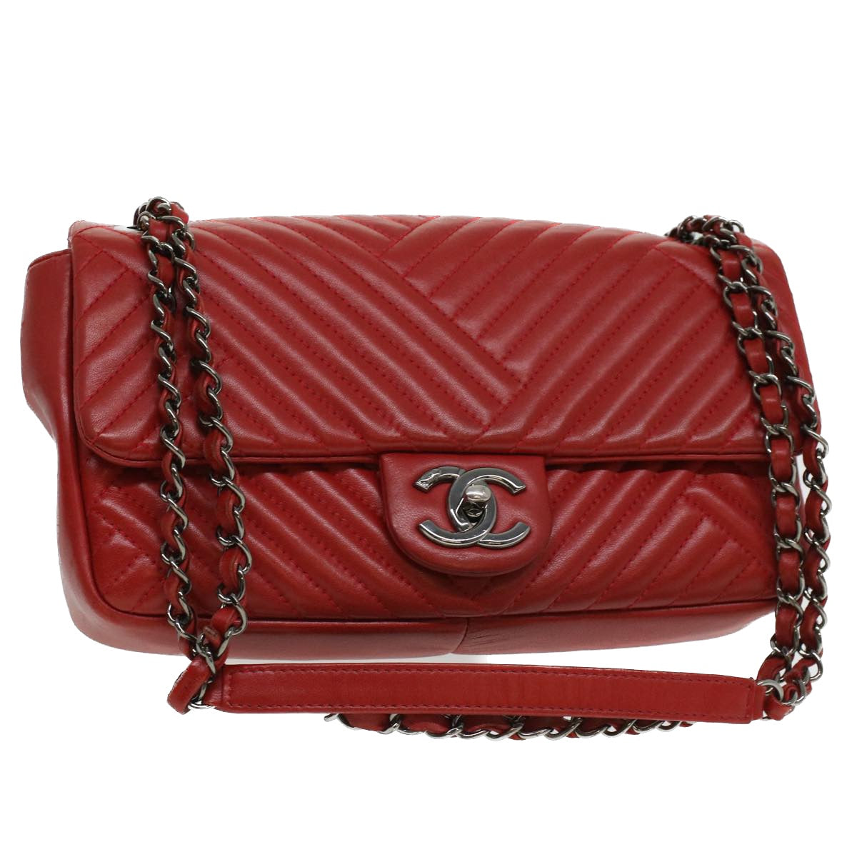 Luxury Chanel Chain Shoulder Bag Lamb Skin Red CC  bs3636A
