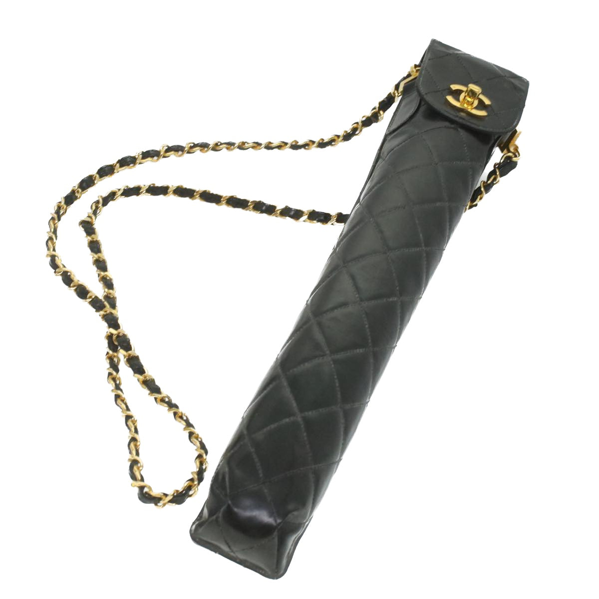 Luxury Chanel Matelasse Chain Shoulder Bag Enamel Black CC  bs4141