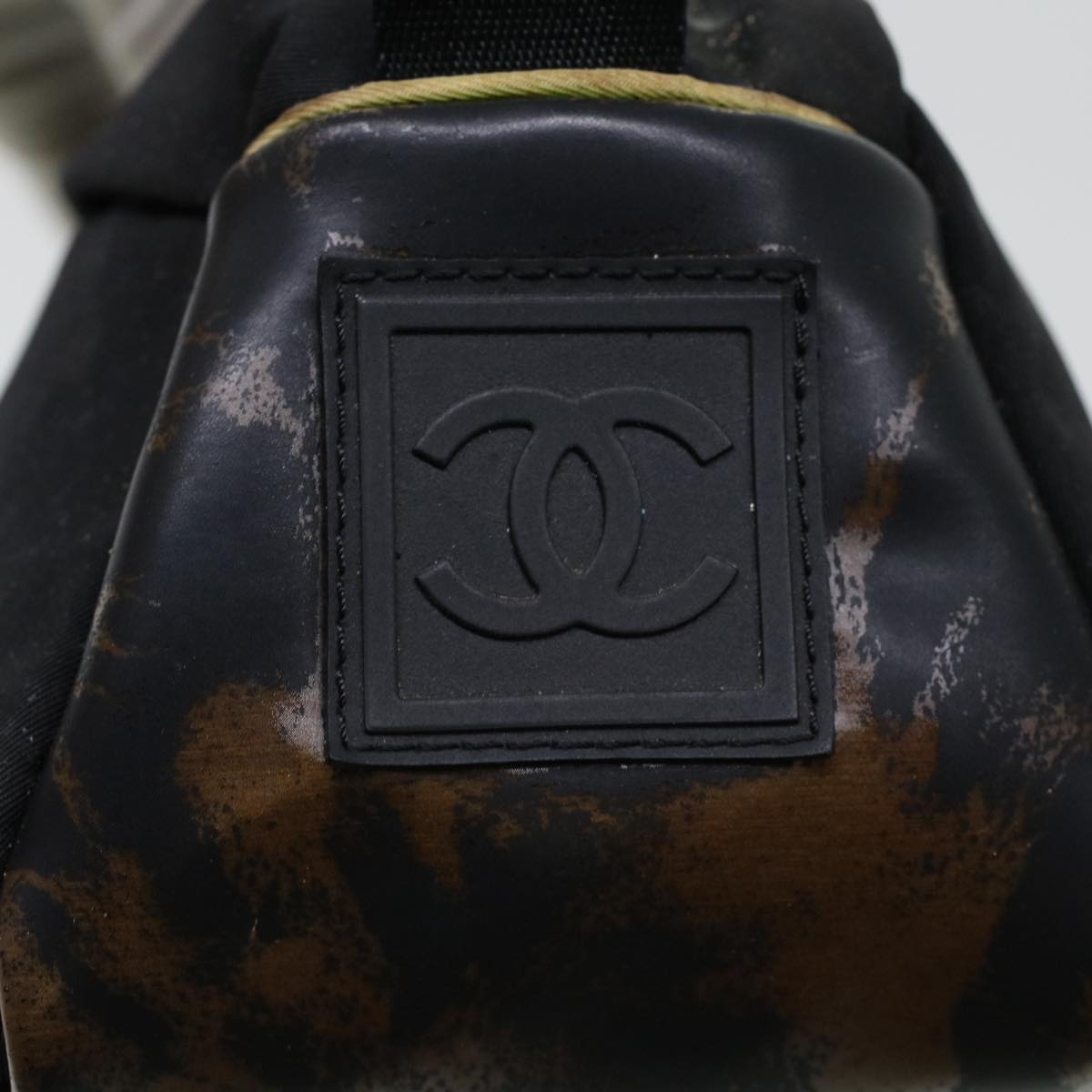 CHANEL Clutch Bag Nylon Black CC Auth bs5031