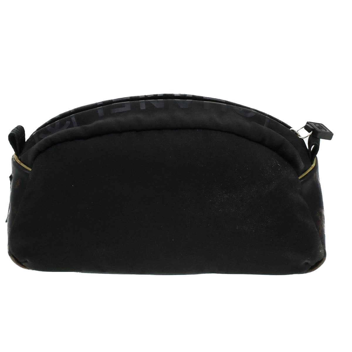 CHANEL Clutch Bag Nylon Black CC Auth bs5031