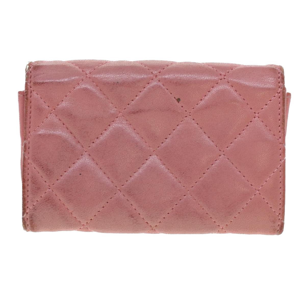 Luxury Chanel Matelasse Coin Purse Lamb Skin Pink CC  bs5967