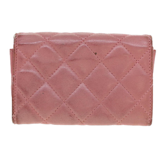 Luxury Chanel Matelasse Coin Purse Lamb Skin Pink CC  bs5967
