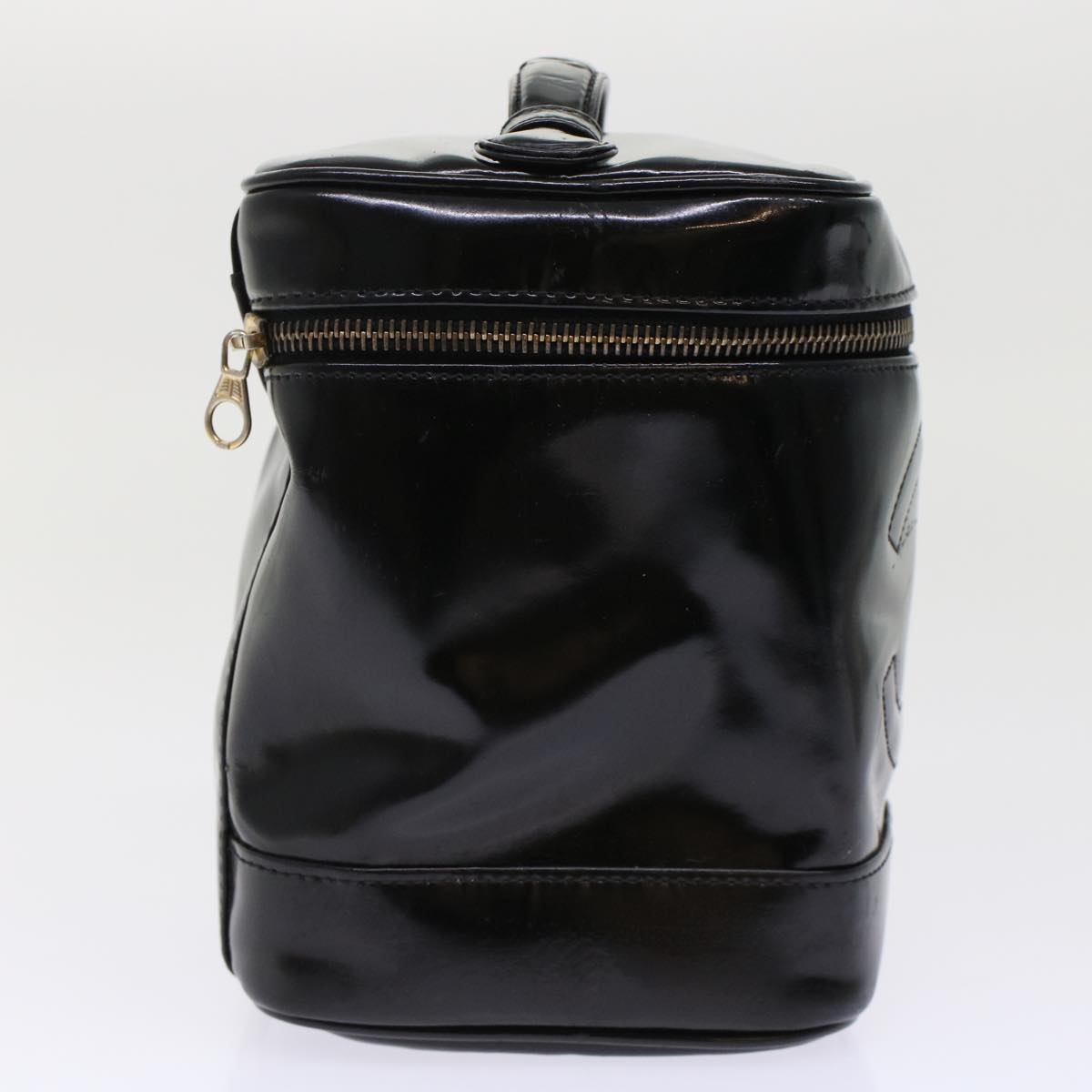 Luxury Chanel Vanity Cosmetic Pouch Patent leather Black CC  bs6857