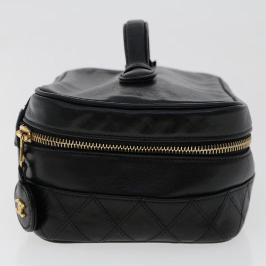 Luxury Chanel Bicolole Vanity Cosmetic Pouch Leather Black CC  bs6921
