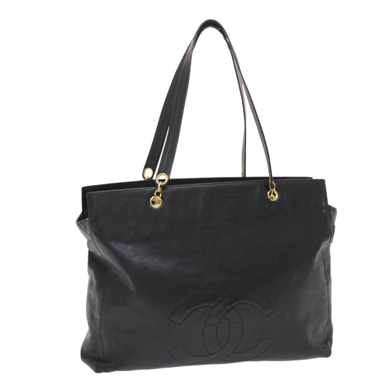 Luxury Chanel COCO Mark Shoulder Bag Caviar Skin Black CC  bs6929