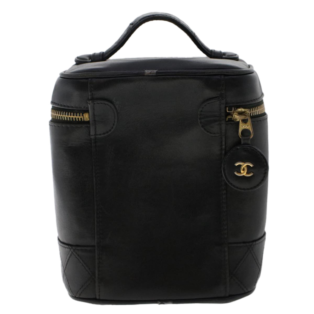 Luxury Chanel Bicolole Vanity Cosmetic Pouch Leather Black CC  bs7241