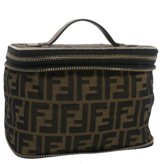 Luxury FendiZucca Canvas Vanity Cosmetic Pouch Black Brownbs7906