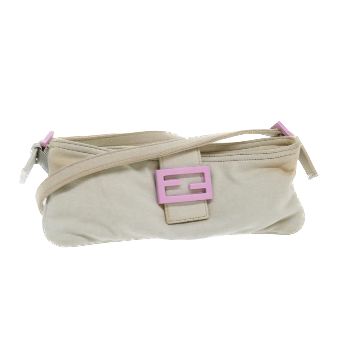 Luxury FendiMamma Baguette Shoulder Bag cotton Beige Pinkbs7965