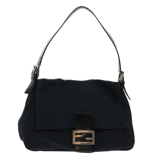 Luxury FendiMamma Baguette Shoulder Bag Nylon Leather Blackbs8028