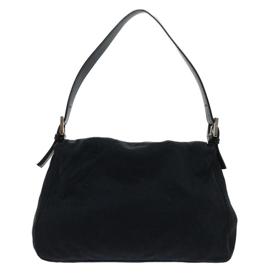 Luxury FendiMamma Baguette Shoulder Bag Nylon Leather Blackbs8028