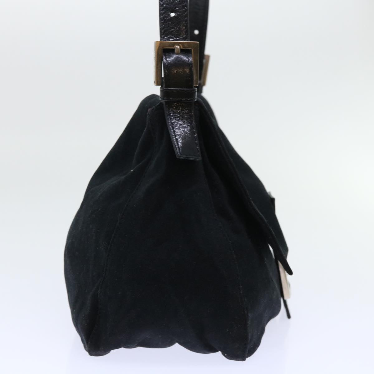 Luxury FendiMamma Baguette Shoulder Bag Nylon Leather Blackbs8028