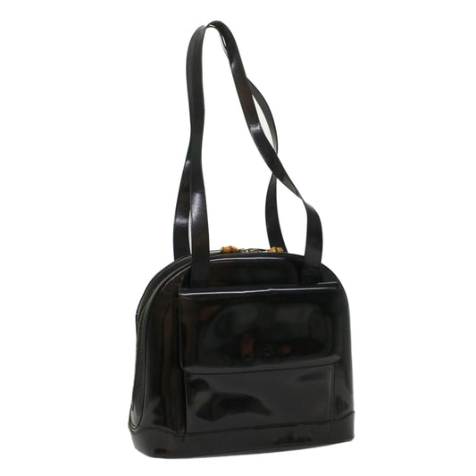 Luxury Gucci Bamboo Shoulder Bag Patent leather Black  bs8138