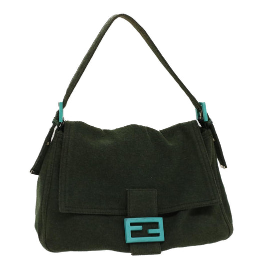 Luxury FendiMamma Baguette Shoulder Bag cotton Green Light Bluebs8194