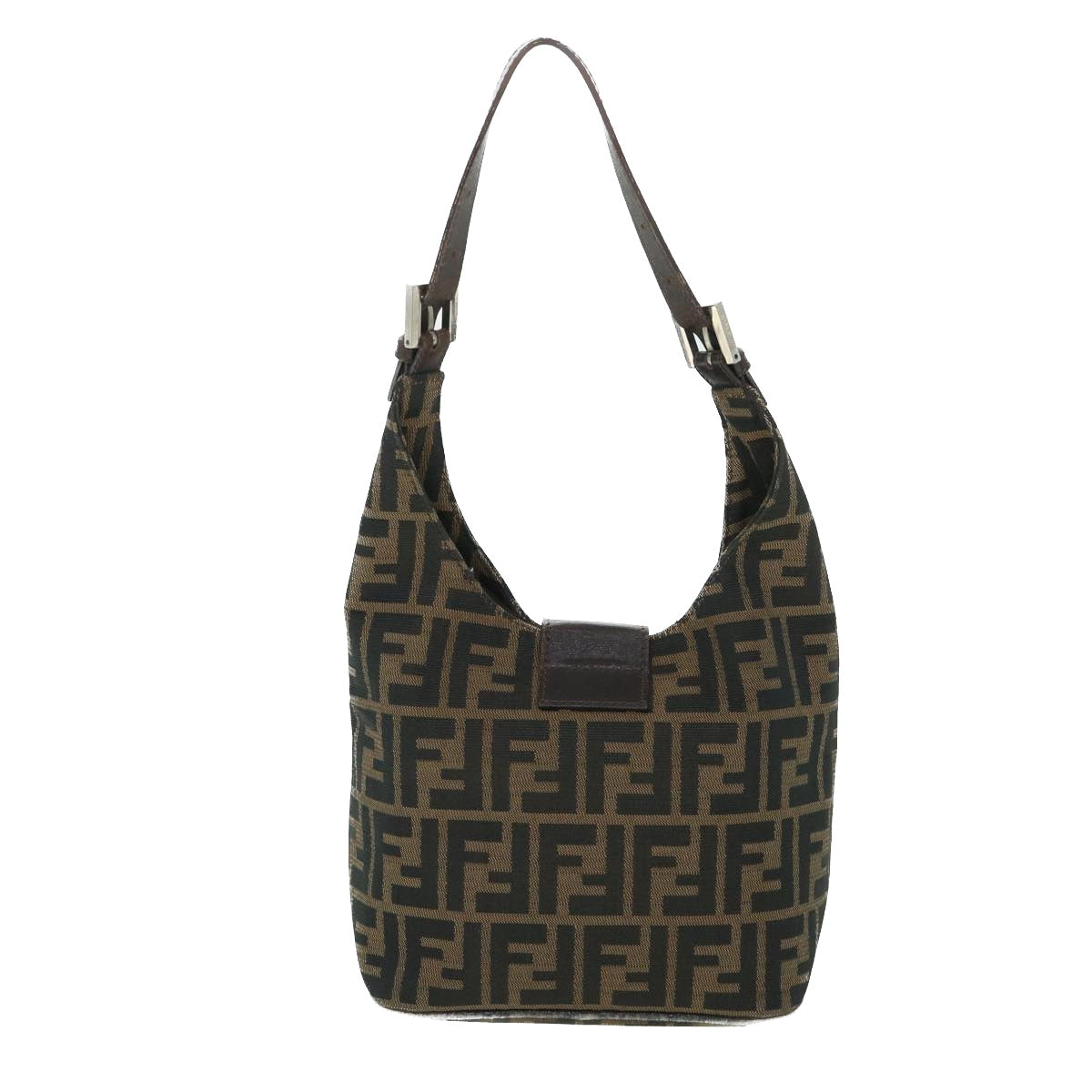 Luxury FendiZucca Canvas Mamma Baguette Shoulder Bag Black Brownbs8308
