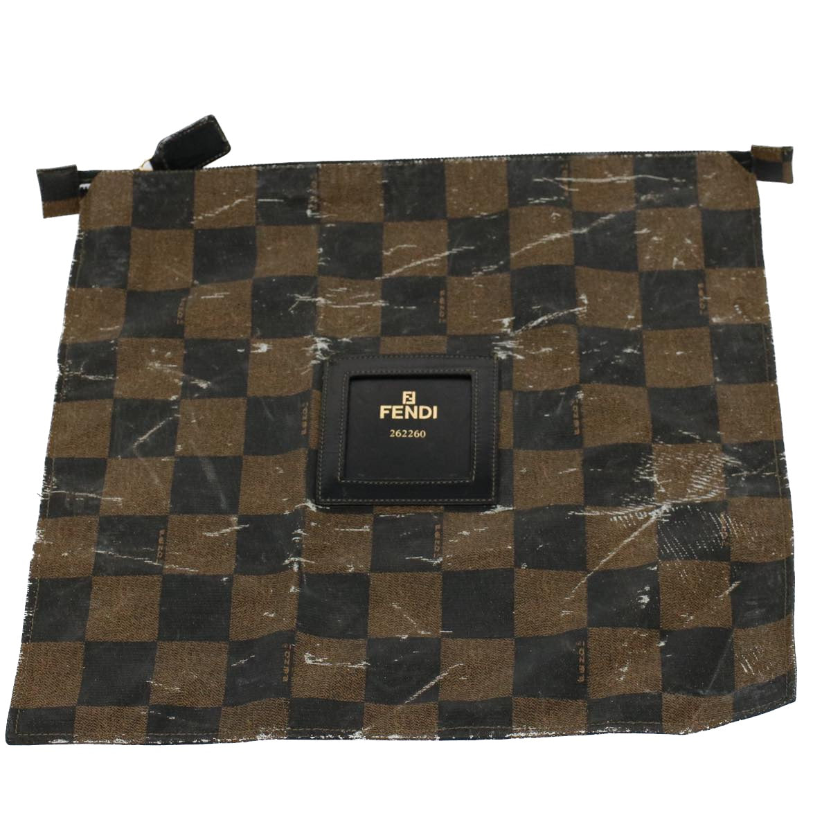 Luxury FendiZucca Zucchino Canvas Pouch Wallet Canvas 4Set Brown Blackbs8399