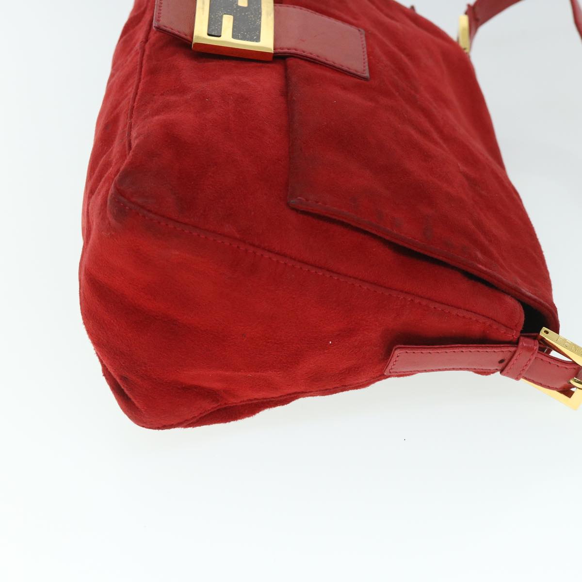 Luxury FendiMamma Baguette Shoulder Bag Suede Redbs8443