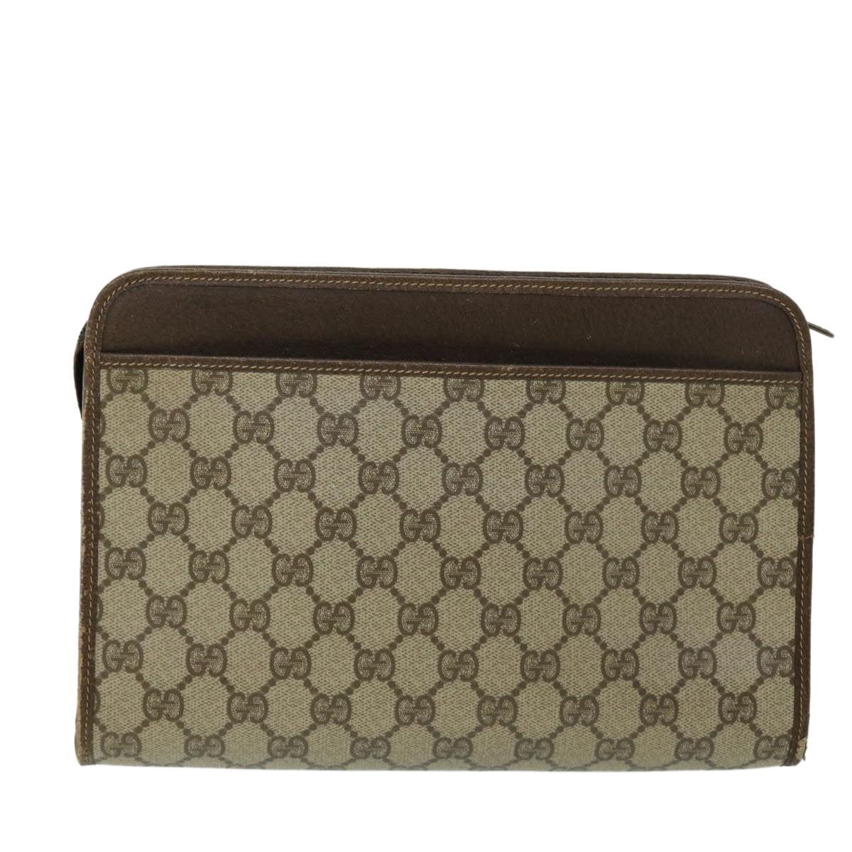 Luxury Gucci GG Canvas Clutch Bag PVC Leather Beige Brown 014 123 6053  bs8482