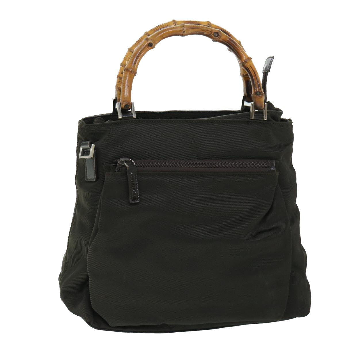 Luxury Gucci Bamboo Hand Bag Nylon Leather 2way Khaki 002 2058 0508 5  bs8491