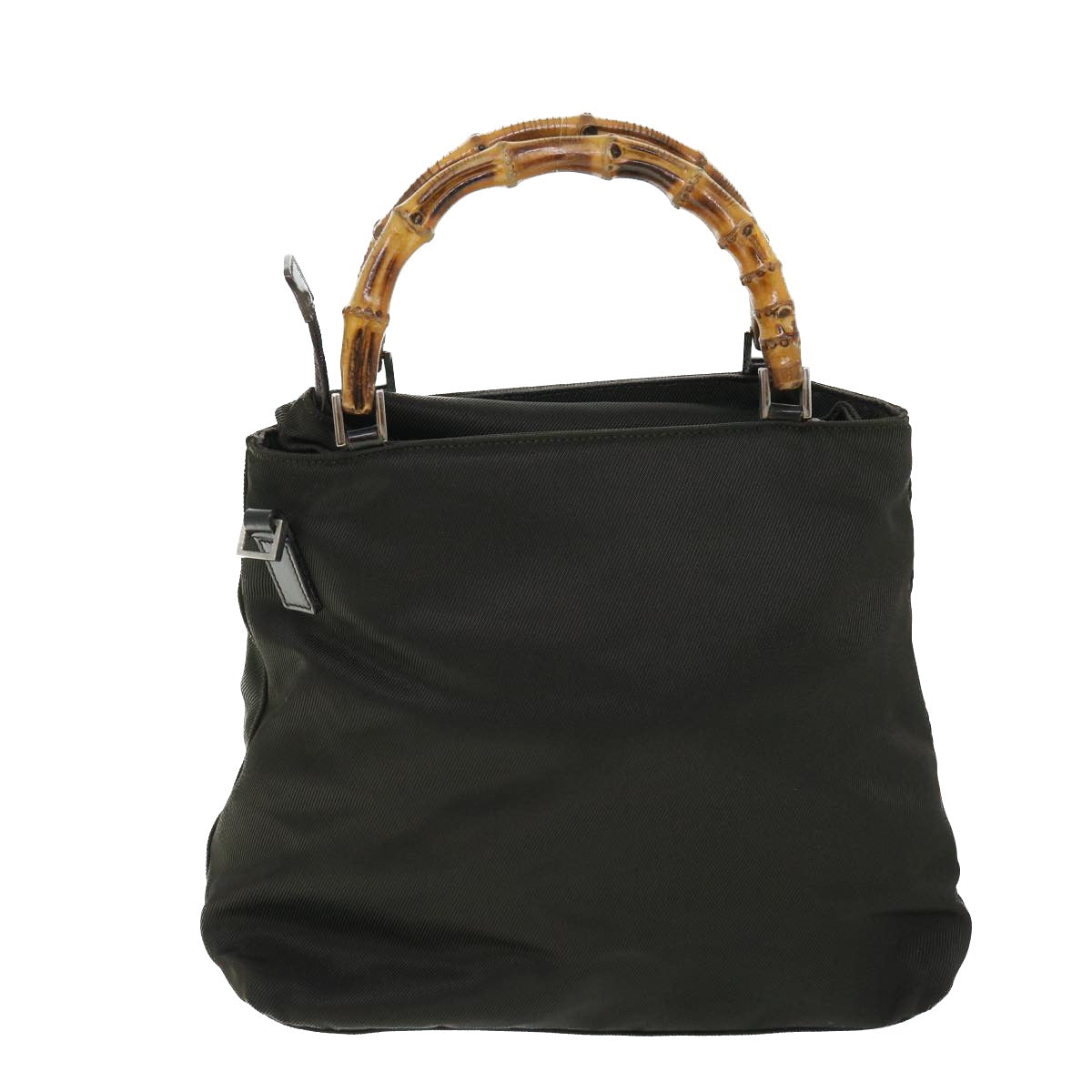 Luxury Gucci Bamboo Hand Bag Nylon Leather 2way Khaki 002 2058 0508 5  bs8491