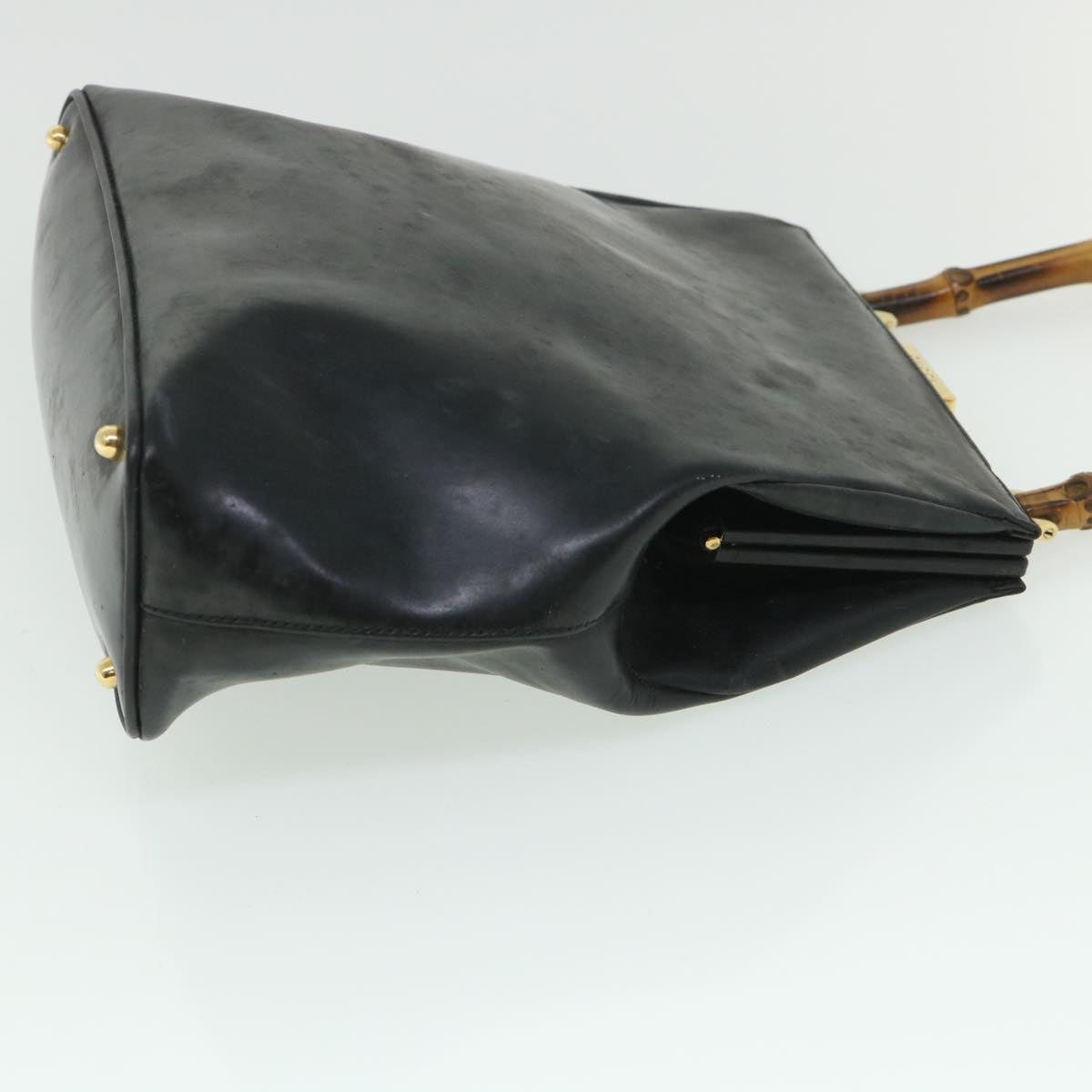 Luxury Gucci Bamboo Hand Bag Leather Black 000 781 0295  bs8627