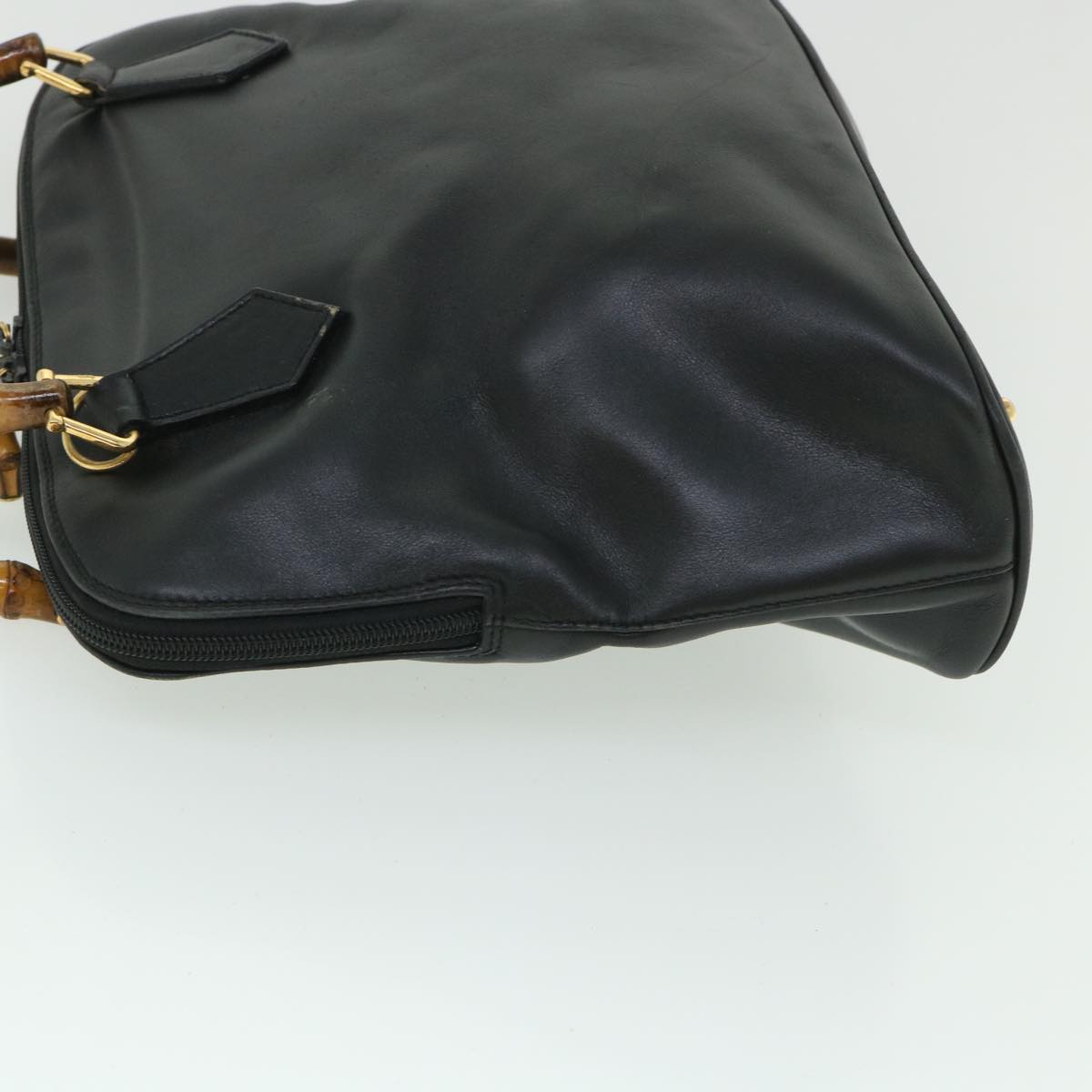 Luxury Gucci Bamboo Hand Bag Leather 2way Black 000 1186 0289  bs8639
