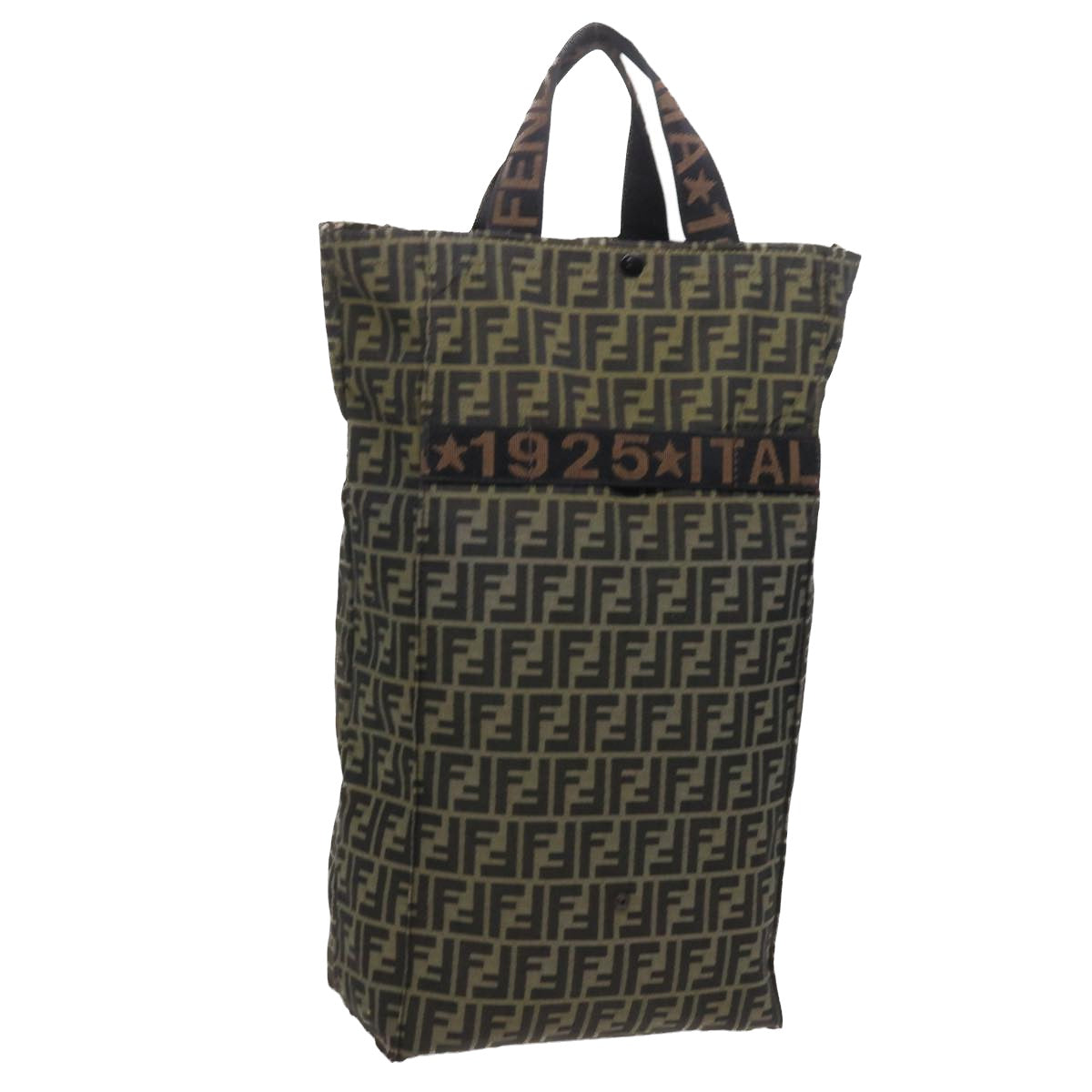 Luxury FendiZucca Canvas Carry Bag Black Brownbs8850