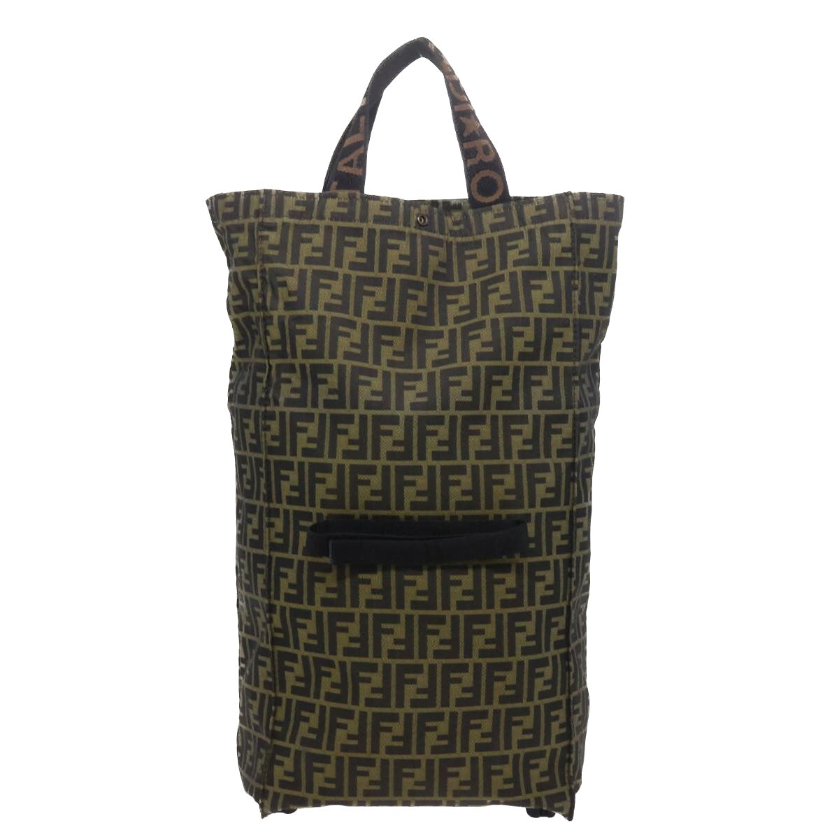 Luxury FendiZucca Canvas Carry Bag Black Brownbs8850