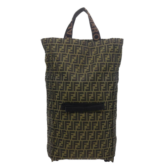 Luxury FendiZucca Canvas Carry Bag Black Brownbs8850