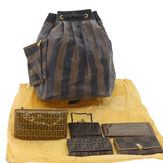 Luxury FendiPecan Canvas Wallet Shoulder Bag Coated Canvas 6Set Brownbs9110