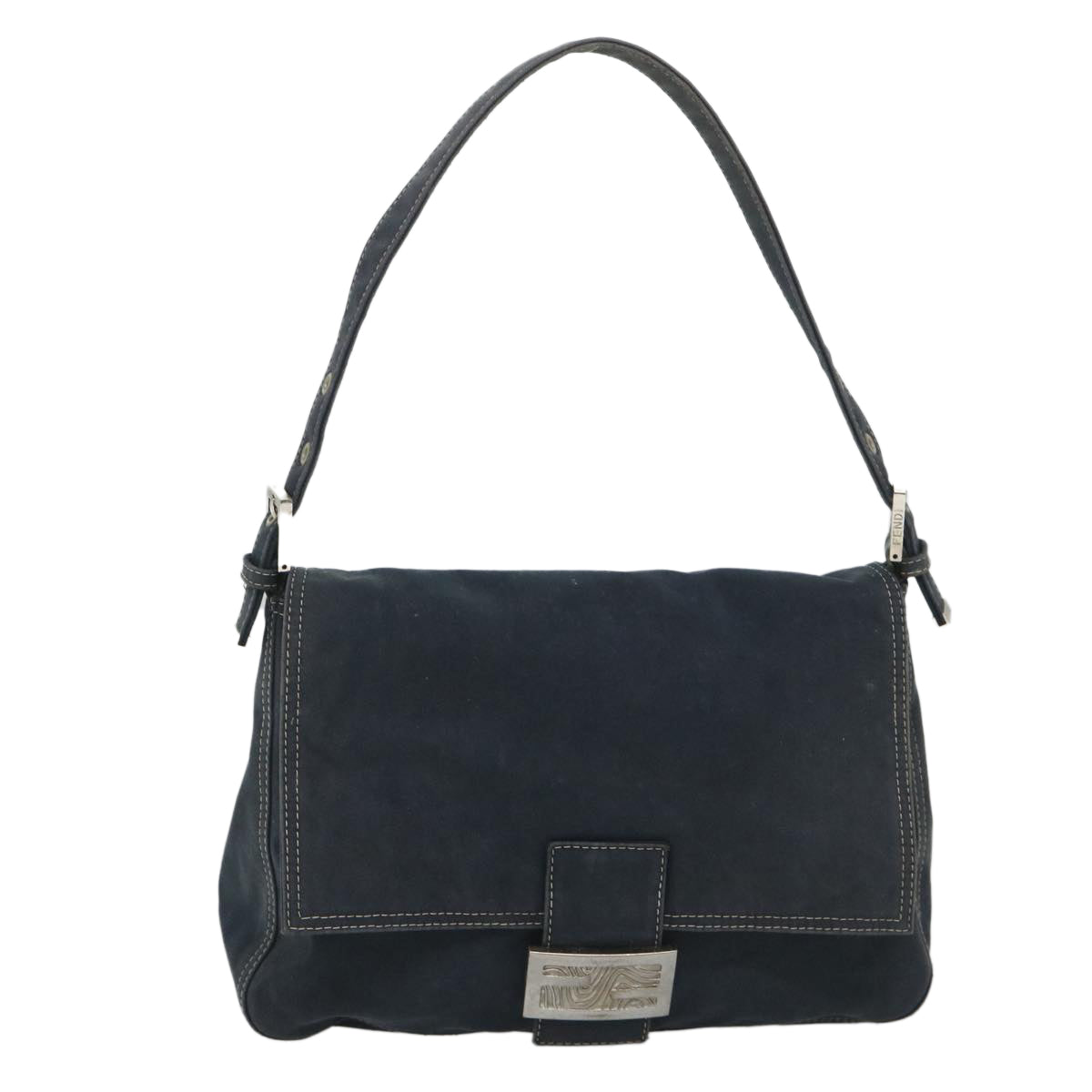 Luxury FendiMamma Baguette Shoulder Bag Canvas Navybs9180