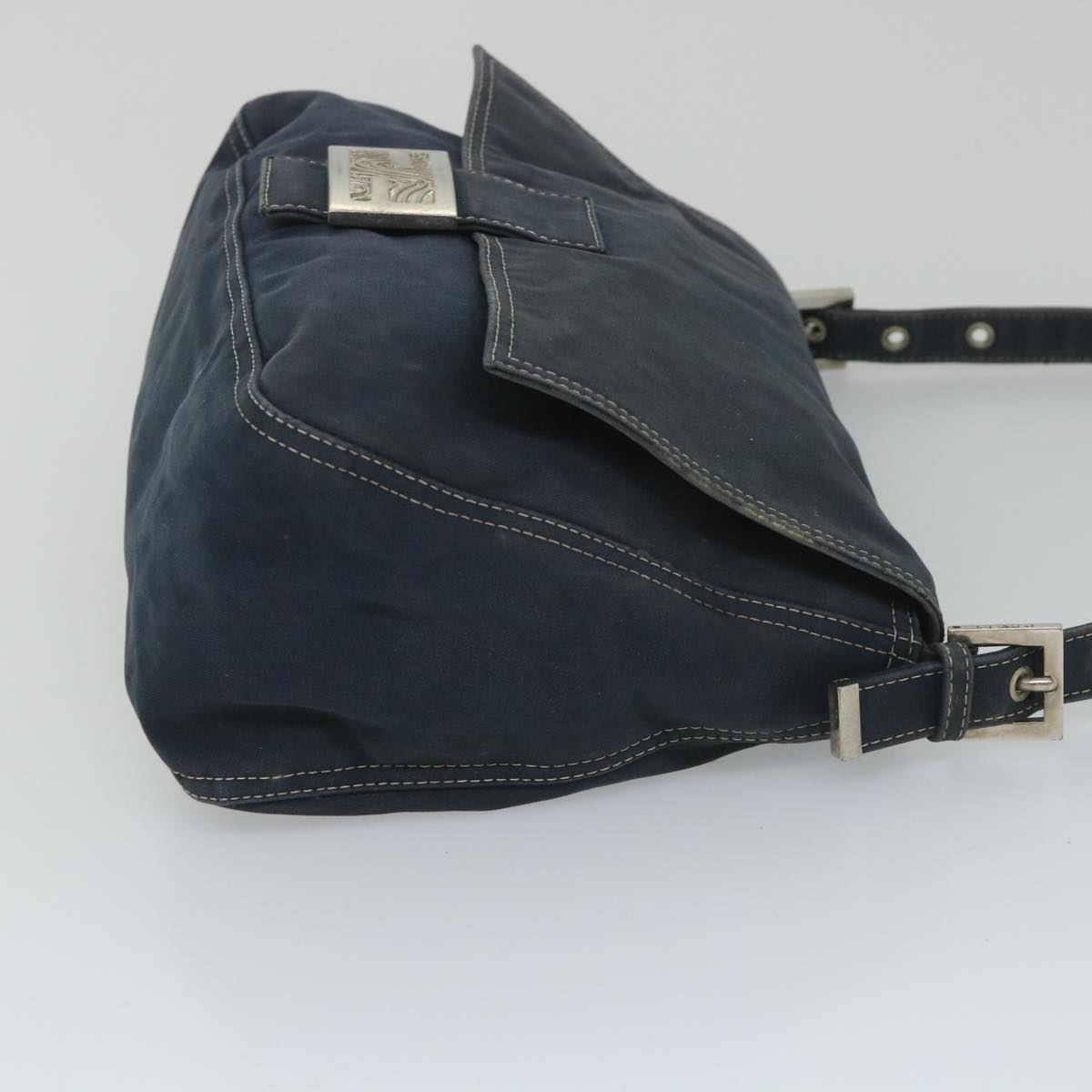 Luxury FendiMamma Baguette Shoulder Bag Canvas Navybs9180