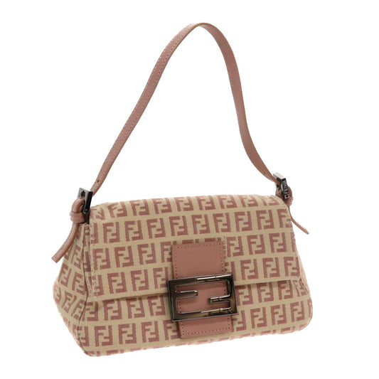Luxury FendiZucchino Canvas Mamma Baguette Shoulder Bag Pinkbs9221