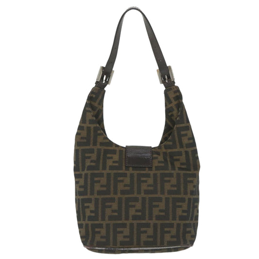 Luxury FendiZucca Canvas Mamma Baguette Shoulder Bag Black Brownbs9333
