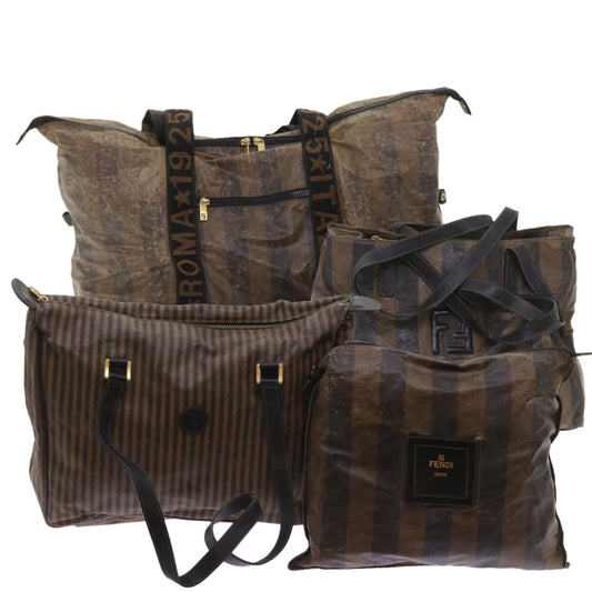 Luxury FendiPecan Canvas Shoulder Pouch Hand Bag Coated Canvas 4Set Brownbs9654