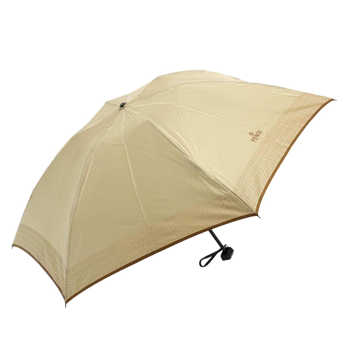 Luxury FendiZucchino Canvas folding Umbrella Nylon Gold Beigebs9905