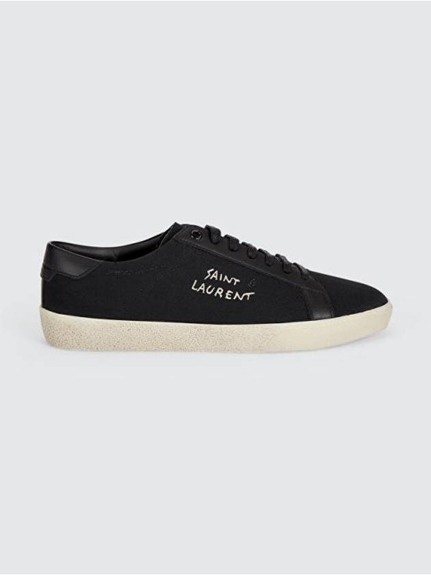 Luxury Saint Laurent Court Classic SL06 Canvas Smooth Leather Low Top Sneakers Black