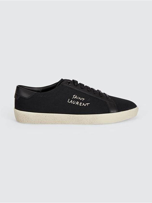 Luxury Saint Laurent Court Classic SL06 Canvas Smooth Leather Low Top Sneakers Black