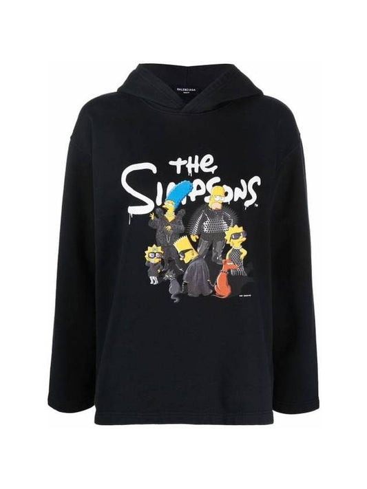 Luxury Balenciaga Simpsons Print Hoodie Black