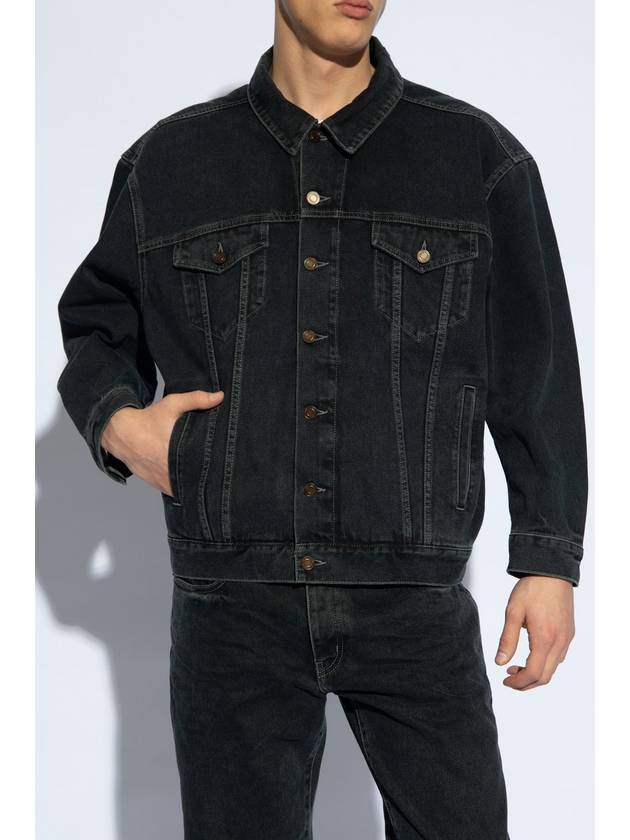 Luxury Saint Laurent Egg Shape Denim Jacket Dark Blue Black