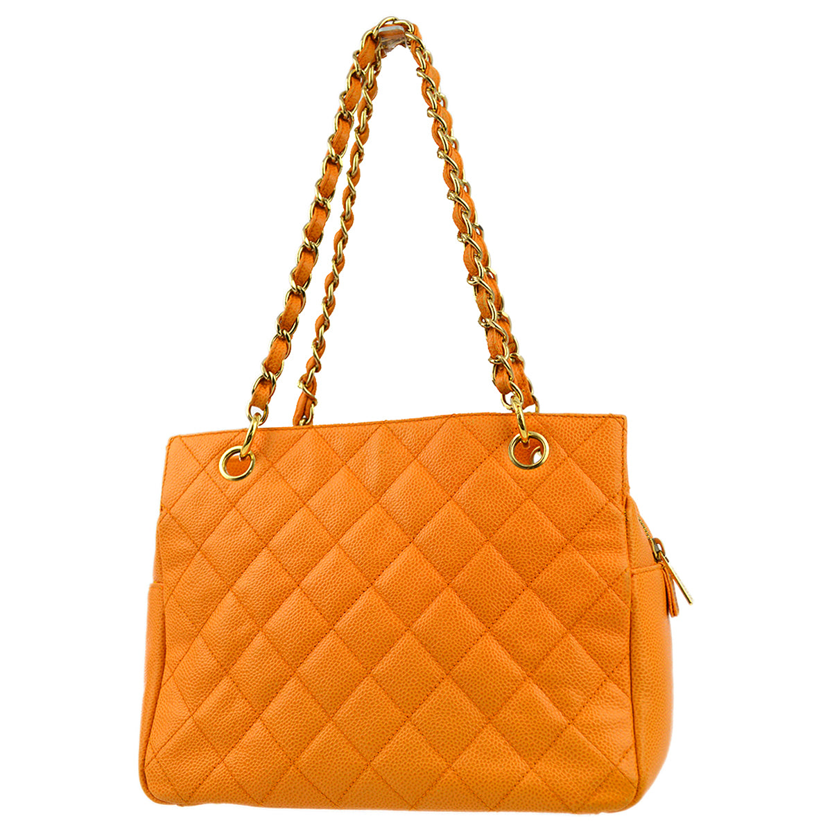 Luxury Chanel Orange Caviar Petite Timeless Tote PTT Chain Handbag