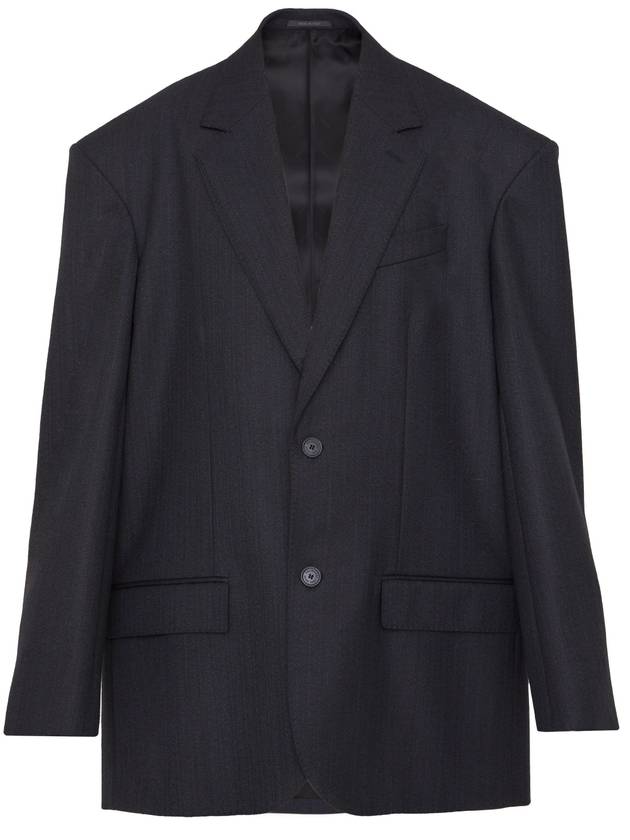 Luxury Balenciaga Pinstripe Wool Blazer Jacket Black